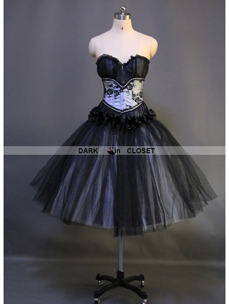 Romantic Black Gothic Short Burlesque Corset Prom Party Dress