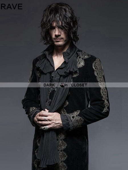 Gothic Black and Dark Red Print Kimono Sleeves Victorian