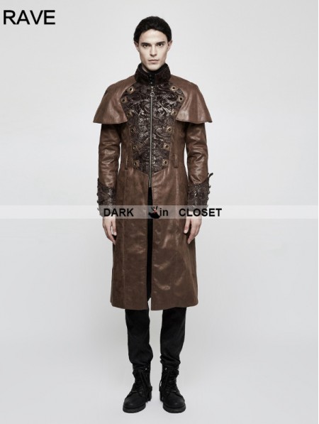 Punk Rave Brown Steampunk Vintage Style Cape Coat For Men Punk Rave Brown Steampunk Vintage Style Cape Coat For Men