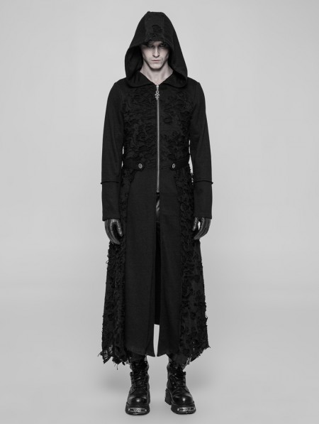 black hooded gothic coat