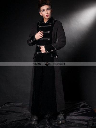 Pentagramme Black Long Double Breasted Gothic Coat For Men pentagramme-black-long-double-breasted-gothic-coat-for-men