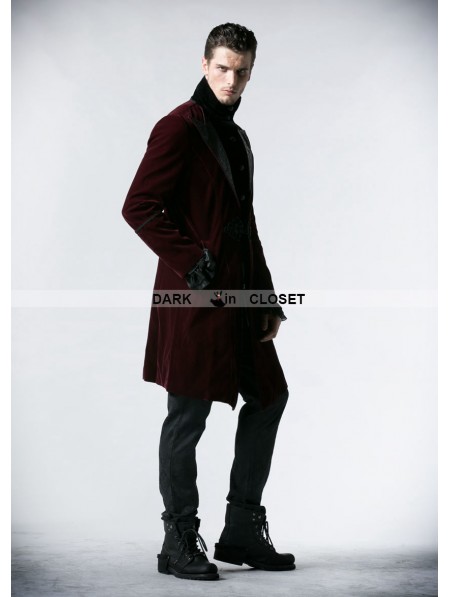 Punk Rave Wine Red Velvet Gothic Jacket For Men DarkinCloset punk-rave-wine-red-velvet-gothic-jacket-for-men-darkincloset