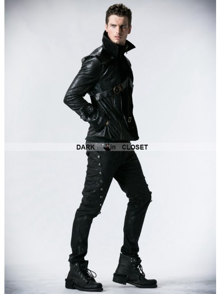 Punk Rave Black Leather Vampire Style Gothic Jacket For Men punk-rave-black-leather-vampire-style-gothic-jacket-for-men