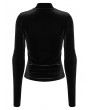 Punk Rave Black Gothic Crescent Hollowed Print Velvet Long Sleeve T-Shirt for Women