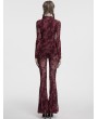 Punk Rave Red Gothic Crescent Hollowed Printed Mesh Long Flare Pants for Women