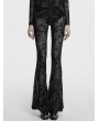 Punk Rave Grey Gothic Crescent Hollowed Printed Mesh Long Flare Pants for Women