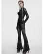 Punk Rave Grey Gothic Crescent Hollowed Printed Mesh Long Flare Pants for Women