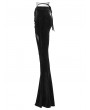 Punk Rave Black Gothic Crescent Hollowed Printed Velvet Long Flare Pants for Women