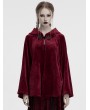 Punk Rave Red Dark Gothic Velvet Moon Hooded Cape Coat for Women
