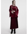 Punk Rave Red Dark Gothic Velvet Moon Hooded Cape Coat for Women