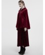 Punk Rave Red Dark Gothic Velvet Moon Hooded Cape Coat for Women