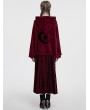 Punk Rave Red Dark Gothic Velvet Moon Hooded Cape Coat for Women