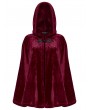 Punk Rave Red Dark Gothic Velvet Moon Hooded Cape Coat for Women