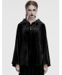 Punk Rave Black Dark Gothic Velvet Moon Hooded Cape Coat for Women