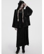 Punk Rave Black Dark Gothic Velvet Moon Hooded Cape Coat for Women