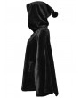 Punk Rave Black Dark Gothic Velvet Moon Hooded Cape Coat for Women