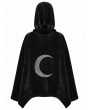 Punk Rave Black Dark Gothic Velvet Moon Hooded Cape Coat for Women