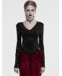 Punk Rave Black Gothic Sexy V-Neck Floral Lace Long Sleeve Shirt for Women