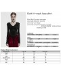 Punk Rave Black Gothic Sexy V-Neck Floral Lace Long Sleeve Shirt for Women