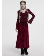 Punk Rave Red Gothic Sexy V-Neck Floral Lace Long Sleeve Shirt for Women