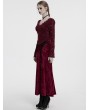 Punk Rave Red Gothic Sexy V-Neck Floral Lace Long Sleeve Shirt for Women