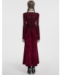 Punk Rave Red Gothic Sexy V-Neck Floral Lace Long Sleeve Shirt for Women
