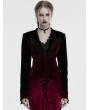 Punk Rave Black and Red Gothic Bat Hem Vintage Velvet Jacket for Women