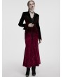 Punk Rave Black and Red Gothic Bat Hem Vintage Velvet Jacket for Women