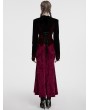 Punk Rave Black and Red Gothic Bat Hem Vintage Velvet Jacket for Women