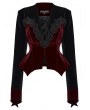 Punk Rave Black and Red Gothic Bat Hem Vintage Velvet Jacket for Women