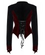 Punk Rave Black and Red Gothic Bat Hem Vintage Velvet Jacket for Women