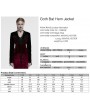 Punk Rave Black and Red Gothic Bat Hem Vintage Velvet Jacket for Women