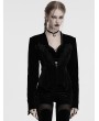 Punk Rave Black Gothic Bat Hem Vintage Velvet Jacket for Women