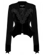 Punk Rave Black Gothic Bat Hem Vintage Velvet Jacket for Women