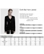 Punk Rave Black Gothic Bat Hem Vintage Velvet Jacket for Women