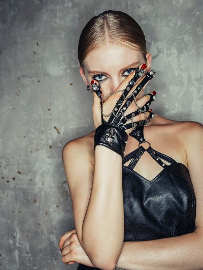 Devil Fashion Black Gothic Punk Skeleton Wrist Strap