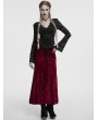 Punk Rave Red Vintage Gothic Lace Up Velvet Long Fishtail Skirt
