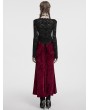 Punk Rave Red Vintage Gothic Lace Up Velvet Long Fishtail Skirt