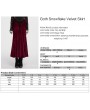 Punk Rave Red Vintage Gothic Lace Up Velvet Long Fishtail Skirt