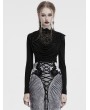 Punk Rave Black Gothic Swinging Collar Lace Long Sleeve Shirt for Women
