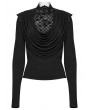 Punk Rave Black Gothic Swinging Collar Lace Long Sleeve Shirt for Women