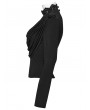 Punk Rave Black Gothic Swinging Collar Lace Long Sleeve Shirt for Women