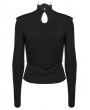 Punk Rave Black Gothic Swinging Collar Lace Long Sleeve Shirt for Women