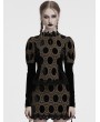 Punk Rave Black and Coffee Gothic Retro Palace Style Velvet Long Sleeve Shirt for Women