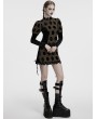 Punk Rave Black and Coffee Gothic Retro Palace Style Velvet Long Sleeve Shirt for Women