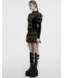 Punk Rave Black and Coffee Gothic Retro Palace Style Velvet Long Sleeve Shirt for Women