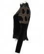 Punk Rave Black and Coffee Gothic Retro Palace Style Velvet Long Sleeve Shirt for Women