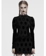 Punk Rave Black Gothic Retro Palace Style Velvet Long Sleeve Shirt for Women