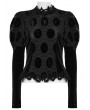 Punk Rave Black Gothic Retro Palace Style Velvet Long Sleeve Shirt for Women