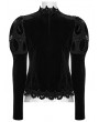 Punk Rave Black Gothic Retro Palace Style Velvet Long Sleeve Shirt for Women
